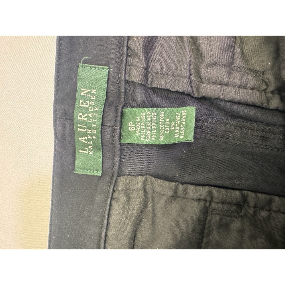 Lauren Ralph Lauren Pants Womens 6P Wide Leg Crop Cotton Black Cuffed Pockets